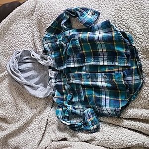 Little me 12 month top hooded flannel button down shirt